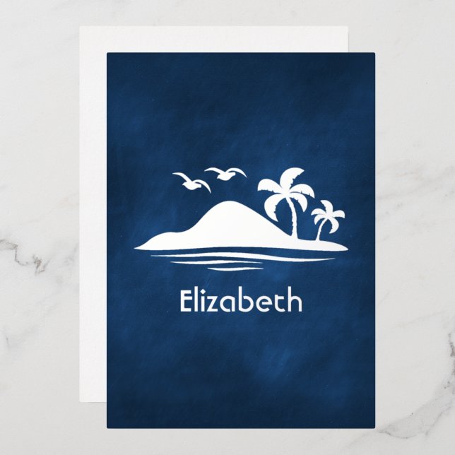 Navy Blue and Silver Tropical Bridal Shower (Front/Back)