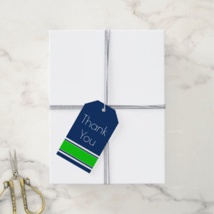 Navy Blue and Summer Green Thank You Personalised Gift Tags
