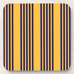 Navy blue and sunny yellow five stripes pattern coaster