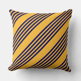 Navy blue and sunny yellow five stripes pattern cushion