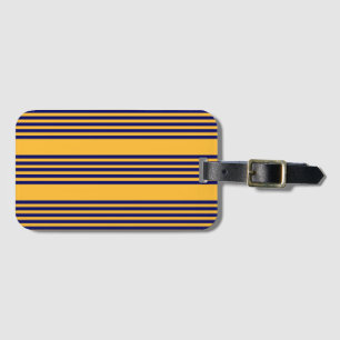 Navy blue and sunny yellow five stripes pattern luggage tag