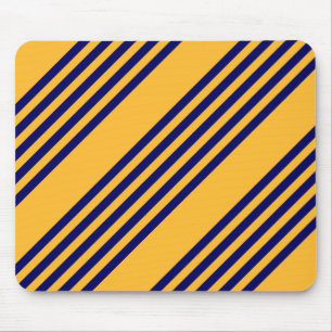 Navy blue and sunny yellow five stripes pattern mouse pad