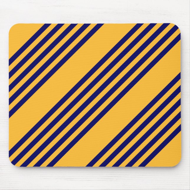 Navy blue and sunny yellow five stripes pattern mouse pad (Front)