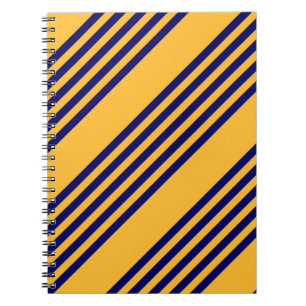 Navy blue and sunny yellow five stripes pattern notebook