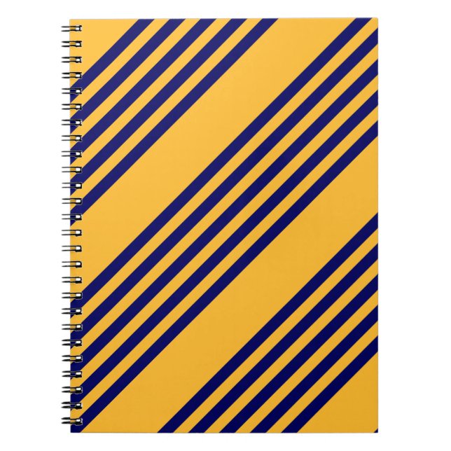 Navy blue and sunny yellow five stripes pattern notebook (Front)