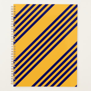Navy blue and sunny yellow five stripes pattern planner