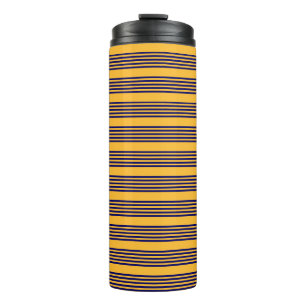 Navy blue and sunny yellow five stripes pattern thermal tumbler