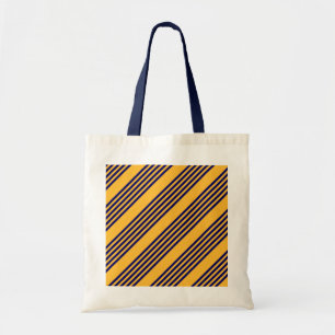 Navy blue and sunny yellow five stripes pattern tote bag