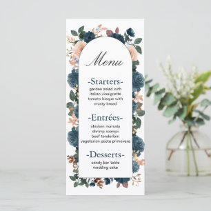 Navy Blue and Terracotta Arch Wedding Menu