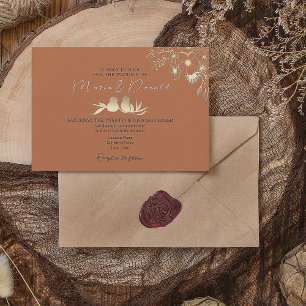 Navy Blue and Terracotta Wedding Invitation