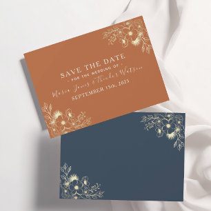 Navy Blue and Terracotta Wedding Save The Date