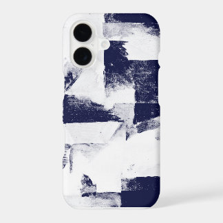 Navy Blue And White Abstract Art