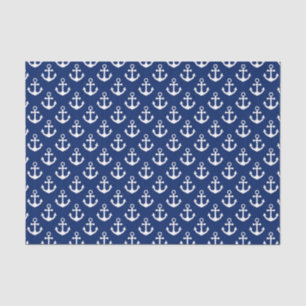 Navy Blue and White Anchors Nautical Pattern Tissue Paper