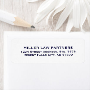 Navy Blue and White Attorney Return Address Label