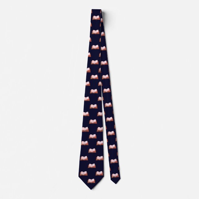 Navy Blue and White Book Lover's Work, Graduation Tie (Front)