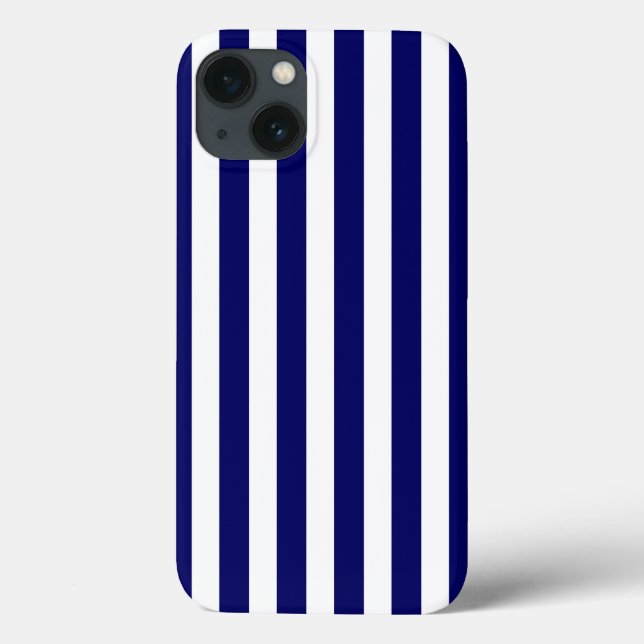 Navy blue and white candy stripes Case-Mate iPhone Case (Back)