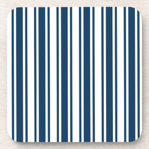 Navy blue and white candy stripes coaster