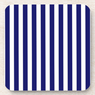 Navy blue and white candy stripes coaster