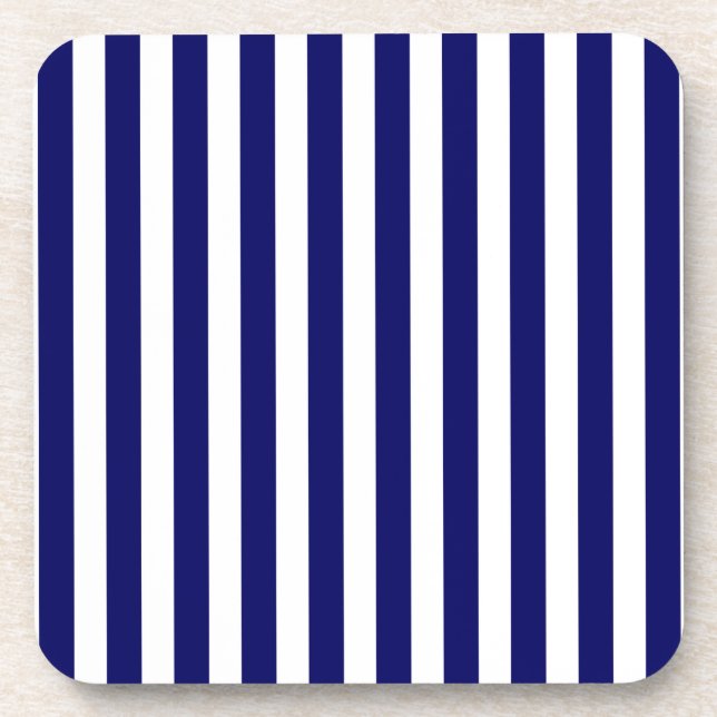 Navy blue and white candy stripes coaster (Front)