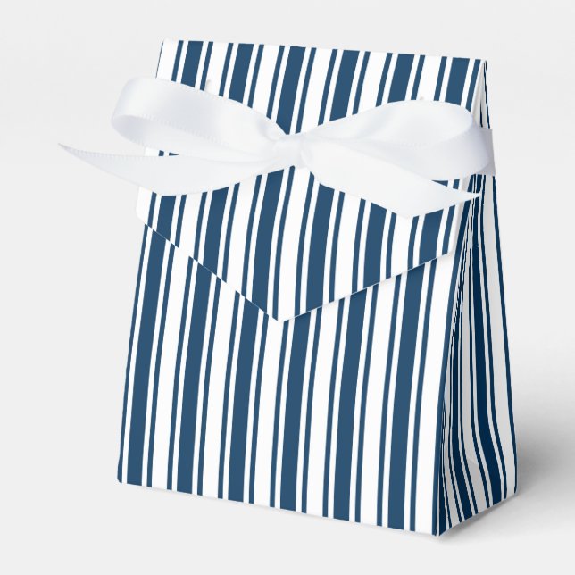 Navy blue and white candy stripes favour box (Front Side)