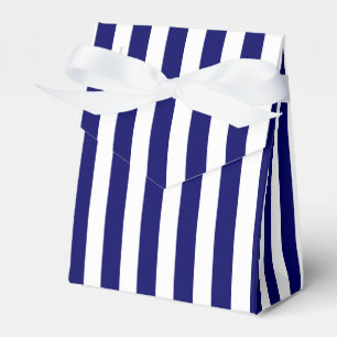 Navy blue and white candy stripes favour box