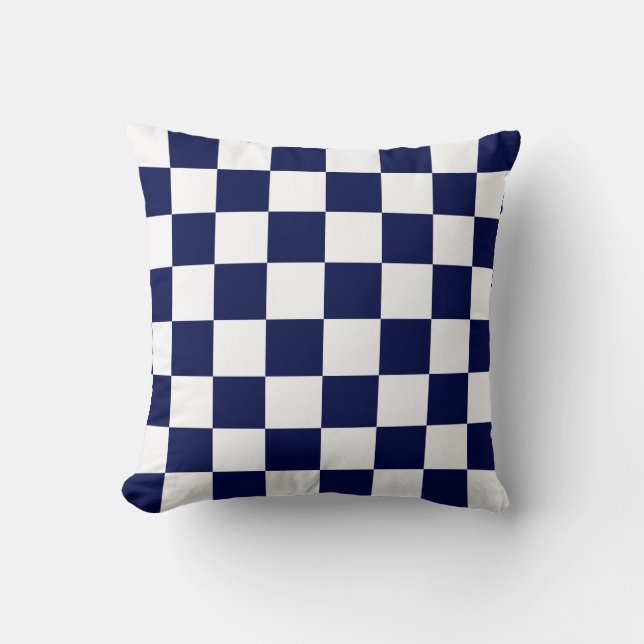 Navy Blue and White Checks Cushion (Front)