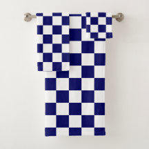 Navy Blue and White Chequerboard Pattern