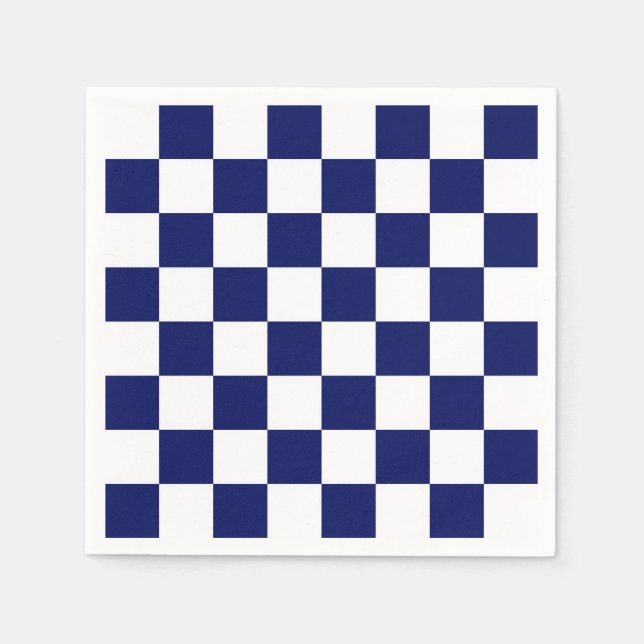 Navy Blue and White Chequered Pattern Napkin (Front)