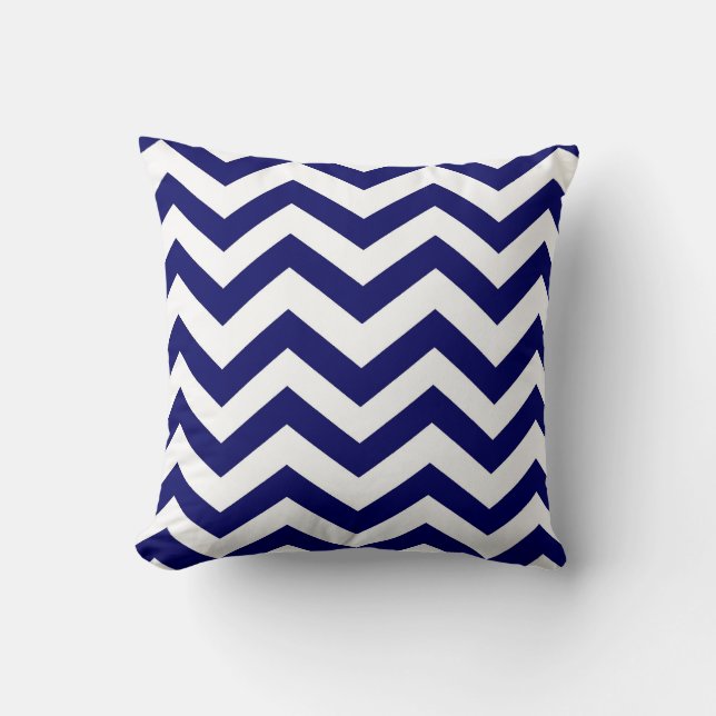Navy Blue and White Chevron Cushion (Front)