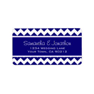 Navy Blue and White Chevron Pattern Custom Address Label