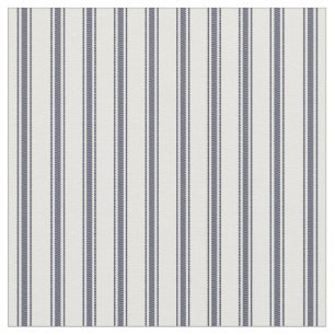 Navy Blue and White Classic Ticking Stripes Fabric