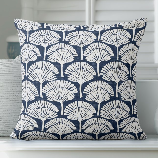 Navy Blue and White Coastal Throw Pillow (Creator Uploaded)