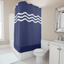 Navy Blue and White Coastal Wave Pattern