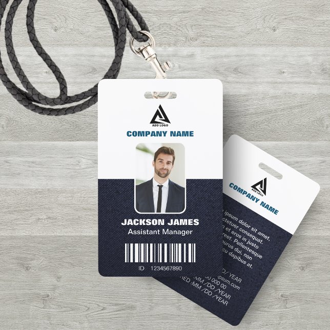 Navy Blue and white Company Security ID Card ID Badge (Creator Uploaded)