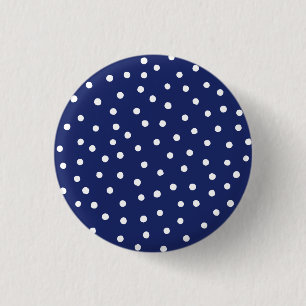 Navy Blue and White Confetti Dots Pattern 3 Cm Round Badge
