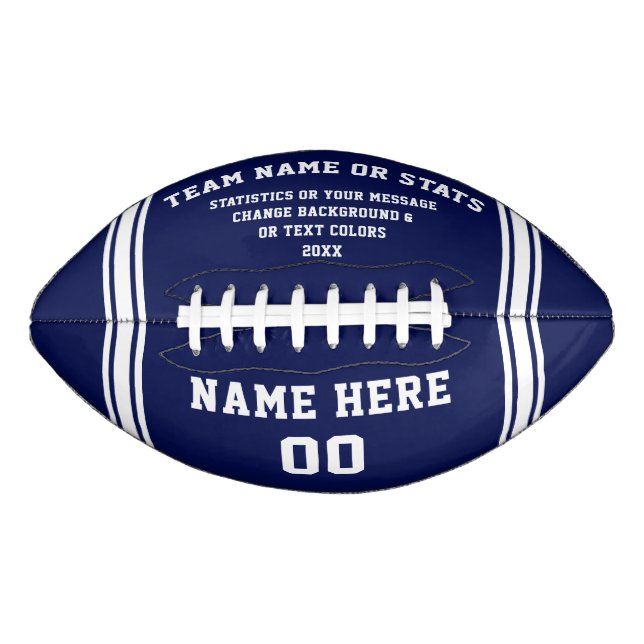 Navy Blue and White, Custom Printed Football (Front)