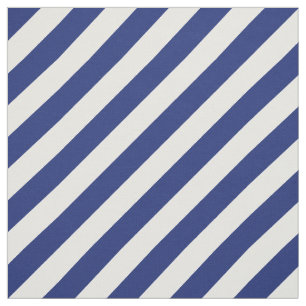 Navy Blue and White Diagonal Stripes Pattern Fabric