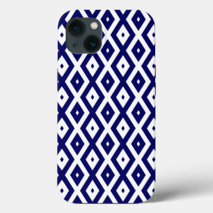 Navy blue and white diamond pattern Case-Mate iPho iPhone 13 Case