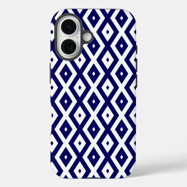 Navy blue and white diamond pattern Case-Mate iPhone case (Back)
