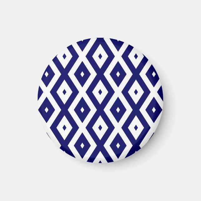 Navy blue and white diamond pattern magnet (Front)
