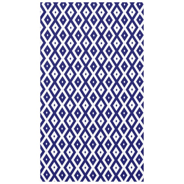 Navy blue and white diamond pattern tablecloth (Front)