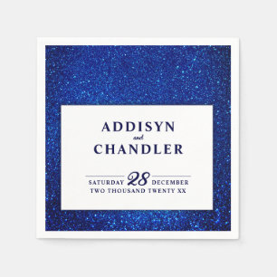Navy Blue and White Elegant Simple Modern Wedding  Napkin