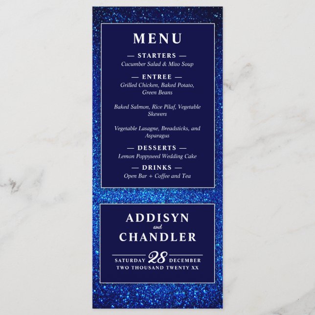 Navy Blue and White Elegant Simple Modern Wedding Program (Front)