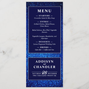 Navy Blue and White Elegant Simple Modern Wedding Program