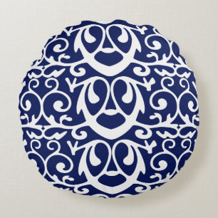 Navy Blue and White Elegant Throw Pillow
