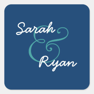 Navy Blue and White Envelope Seal Wedding