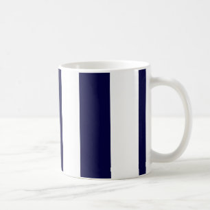 Navy Blue and White Extra Large Stripe Pattern Coffee Mug