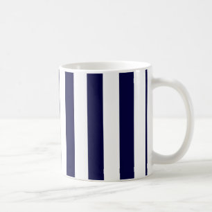 Navy Blue and White Extra Large Stripe Pattern Coffee Mug