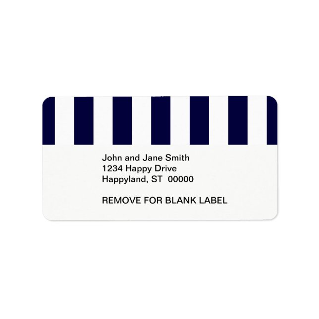 Navy Blue and White Extra Large Stripe Pattern Label (Front)