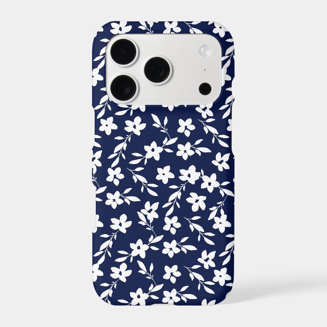 Navy Blue and White Flower Silhouettes (Back)